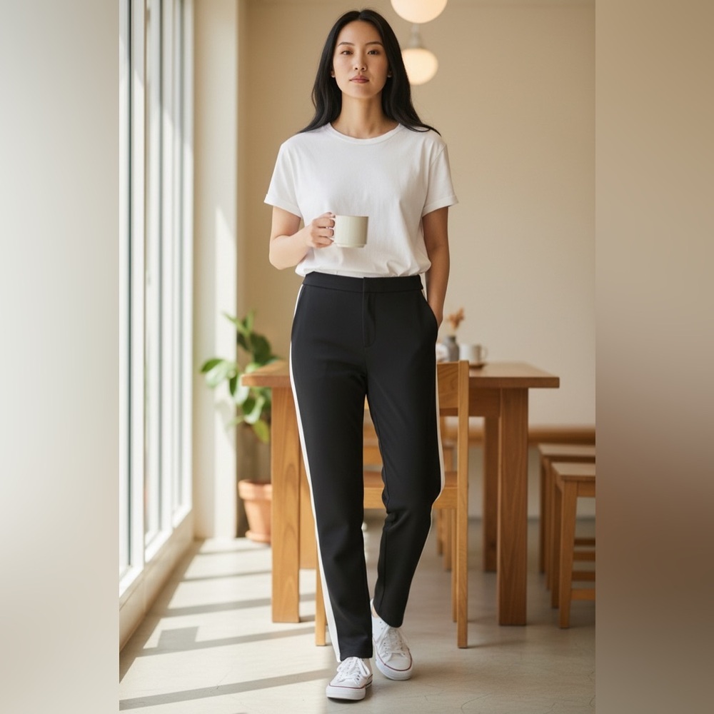 NWT Style List Woman Black & White Tuxedo Style Pants 6